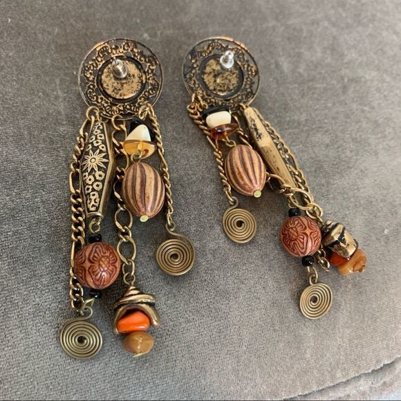 BOHEMIAN hippie gypsie style beaded chandelier dangling earrings - Picture 7 of 10